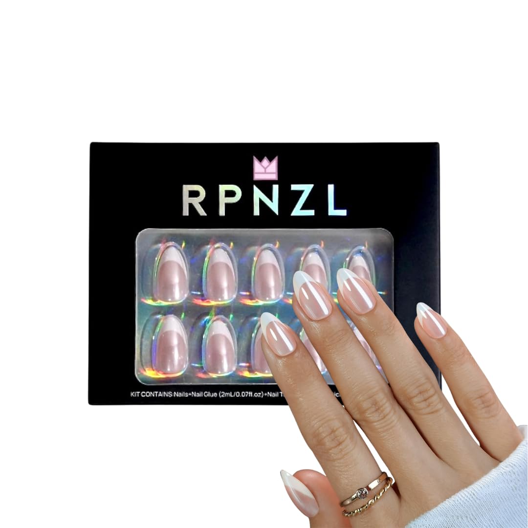 RPNZL French Tip Press-On Nails – French Toast Kit | 32 Nails, 16 Sizes, Glossy Finish
