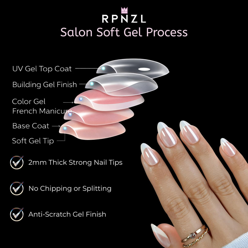 RPNZL French Tip Press-On Nails – French Toast Kit | 32 Nails, 16 Sizes, Glossy Finish
