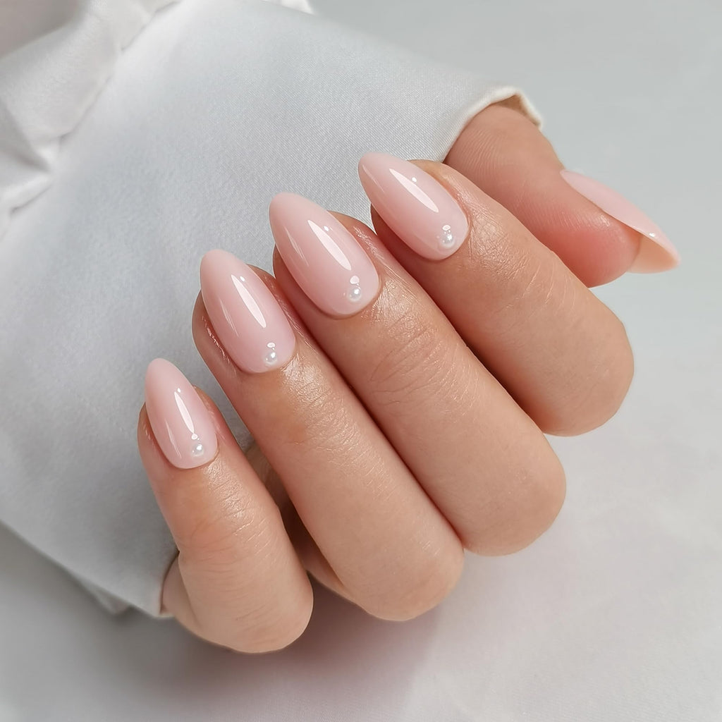 RPNZL Press On Nails - Pearl | Bubble Bath Medium Almond, Reusable Salon-Quality Kit (32 Nails, 16 Sizes)