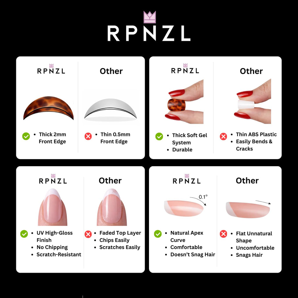 RPNZL Press On Nails – Ivory French Tip, Medium Square, UV Finish, 32 Nails Kit