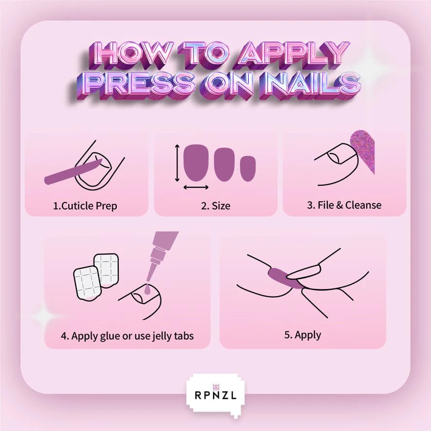 RPNZL Press On Nails - Blush | Short Oval UV Finish, 32 Nails, 16 Sizes Kit