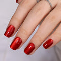 RPNZL Press On Nails - Ruby Cat Eye (Short Square) UV Finish | 32 Nails, 16 Sizes, Glue & Tabs
