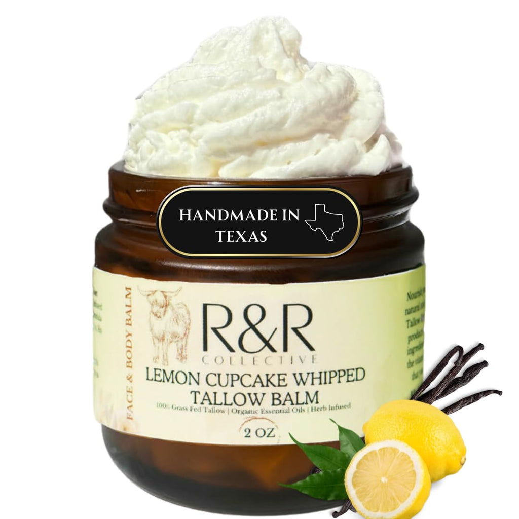 R&R Collective Handmade Lemon Cupcake Tallow Balm — 100% Grass-Fed, 2 fl oz