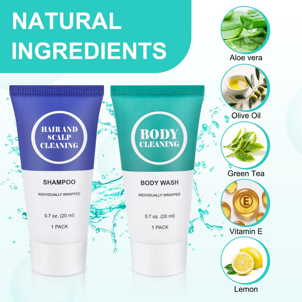 RSQAZQ Travel Size Shampoo & Body Wash Set – 60 Pack Mini Toiletries for Hotels & Travel