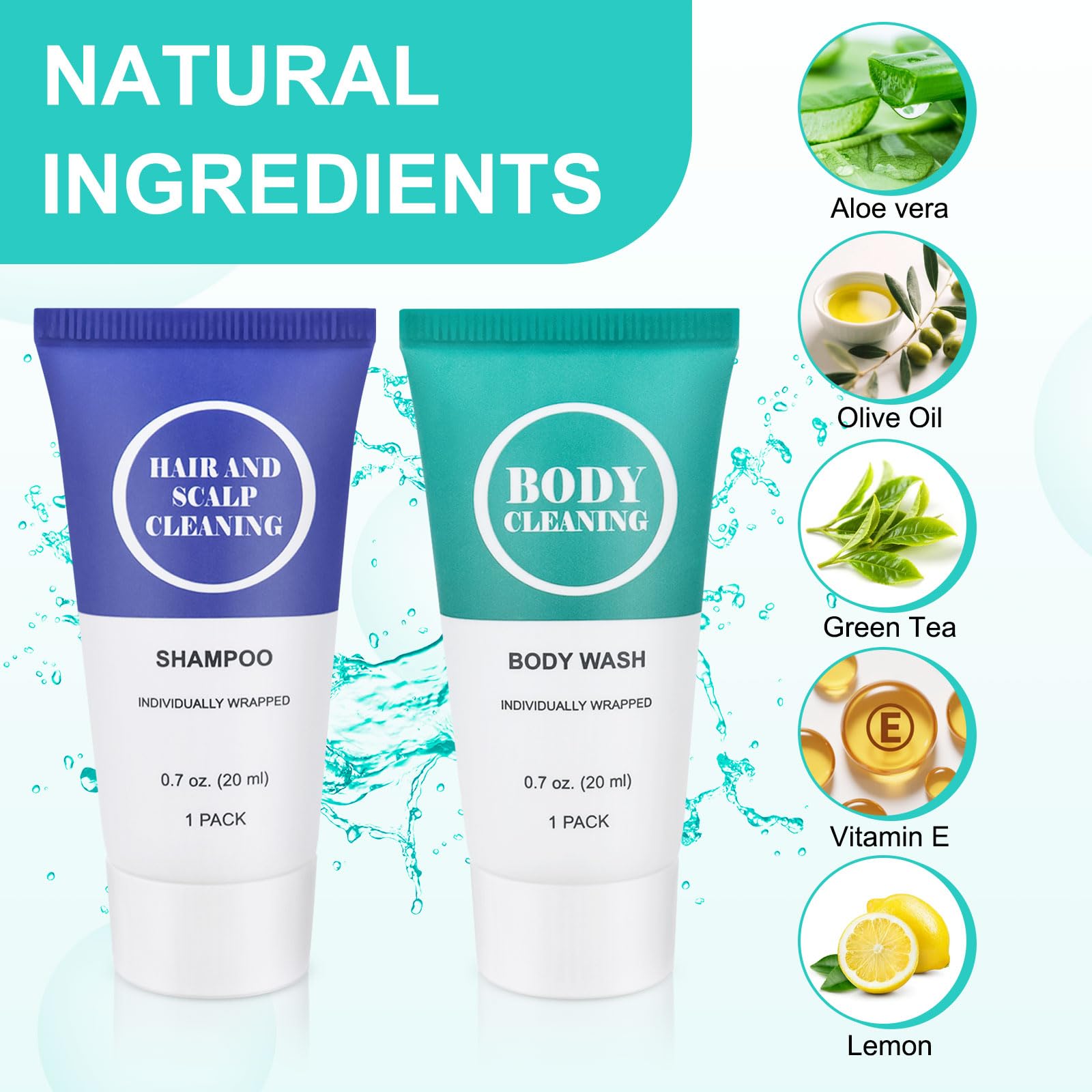RSQAZQ Travel Size Shampoo & Body Wash Set – 60 Pack Mini Toiletries for Hotels & Travel