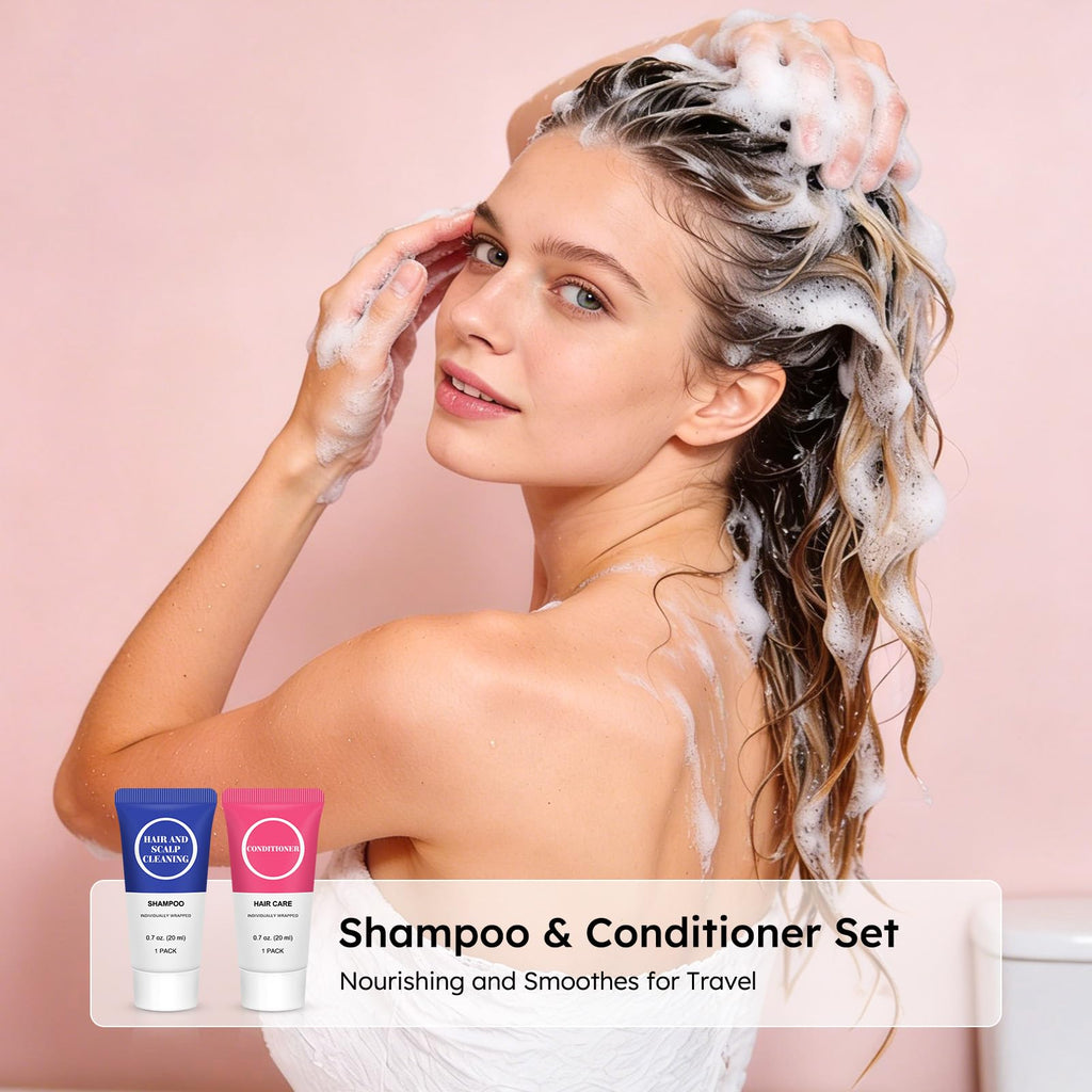 RSQAZQ Travel Size Shampoo & Conditioner Set – 0.7 fl oz Each, Pack of 100
