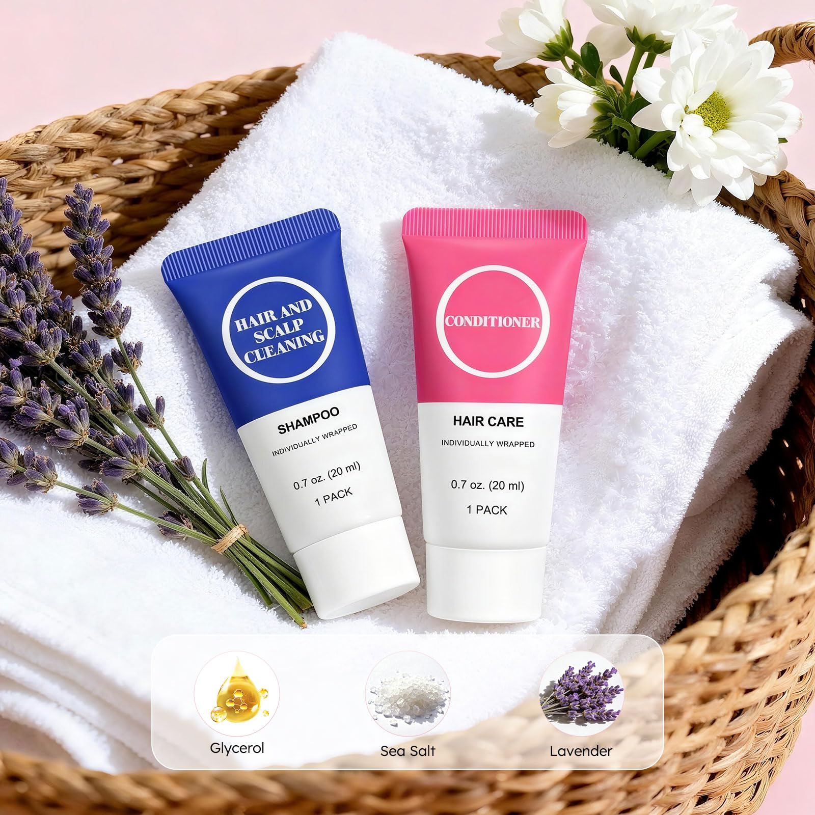 RSQAZQ Travel Size Shampoo & Conditioner Set – 0.7 fl oz Each, Pack of 100