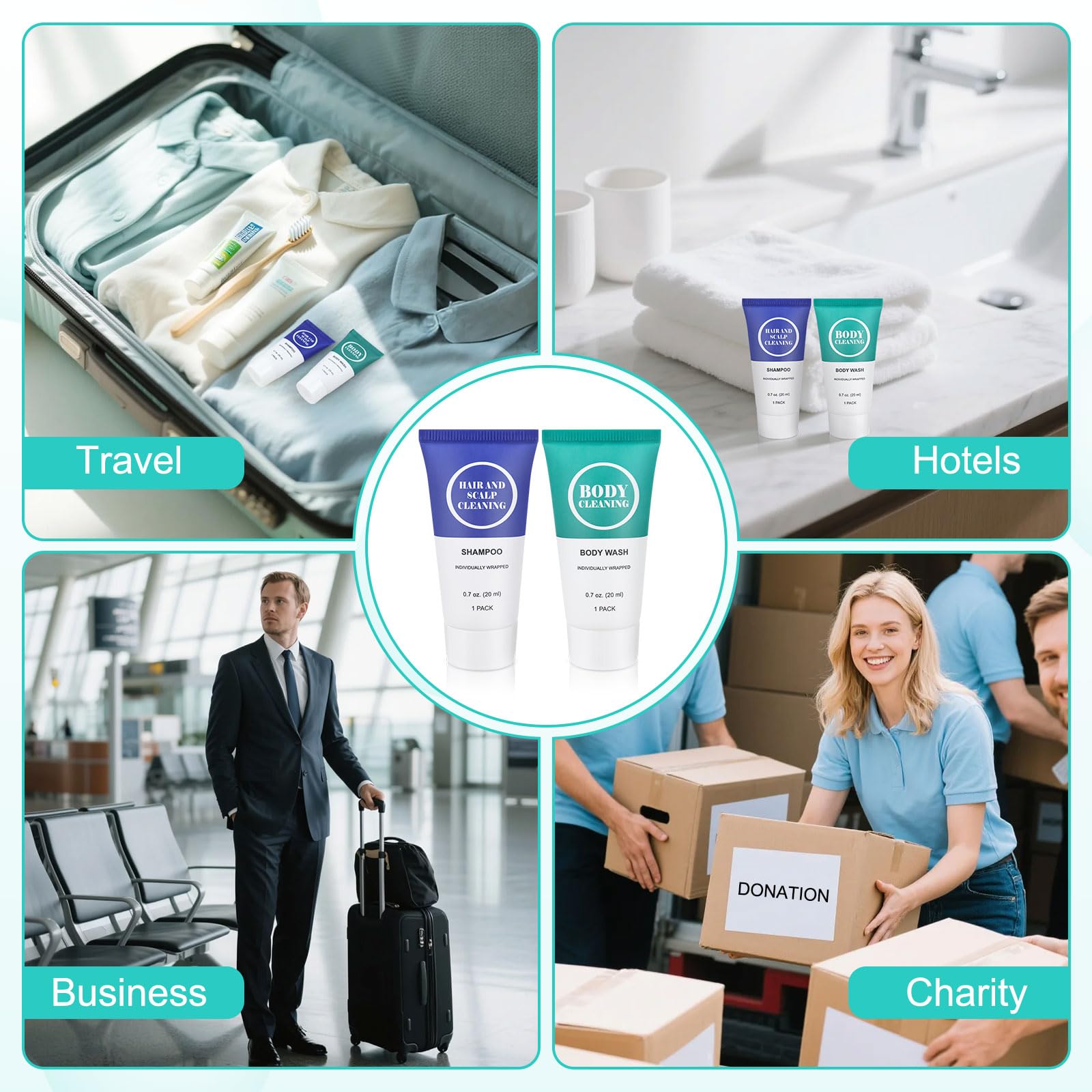 RSQAZQ Travel Size Shampoo & Body Wash Set – 60 Pack Mini Toiletries for Hotels & Travel