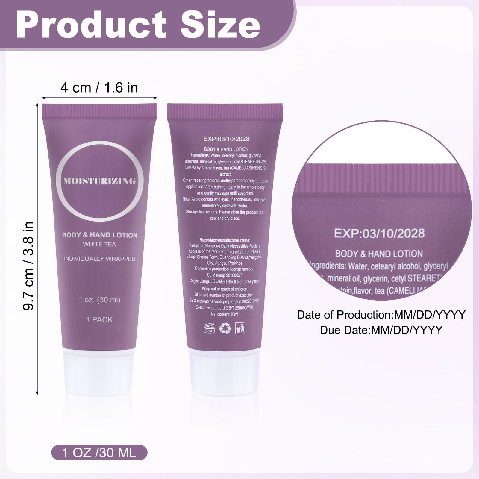 RSQAZQ Travel Size Body Lotion – 100 Pack of 1oz Mini Tubes for Travel, Hotels & On-The-Go Hydration