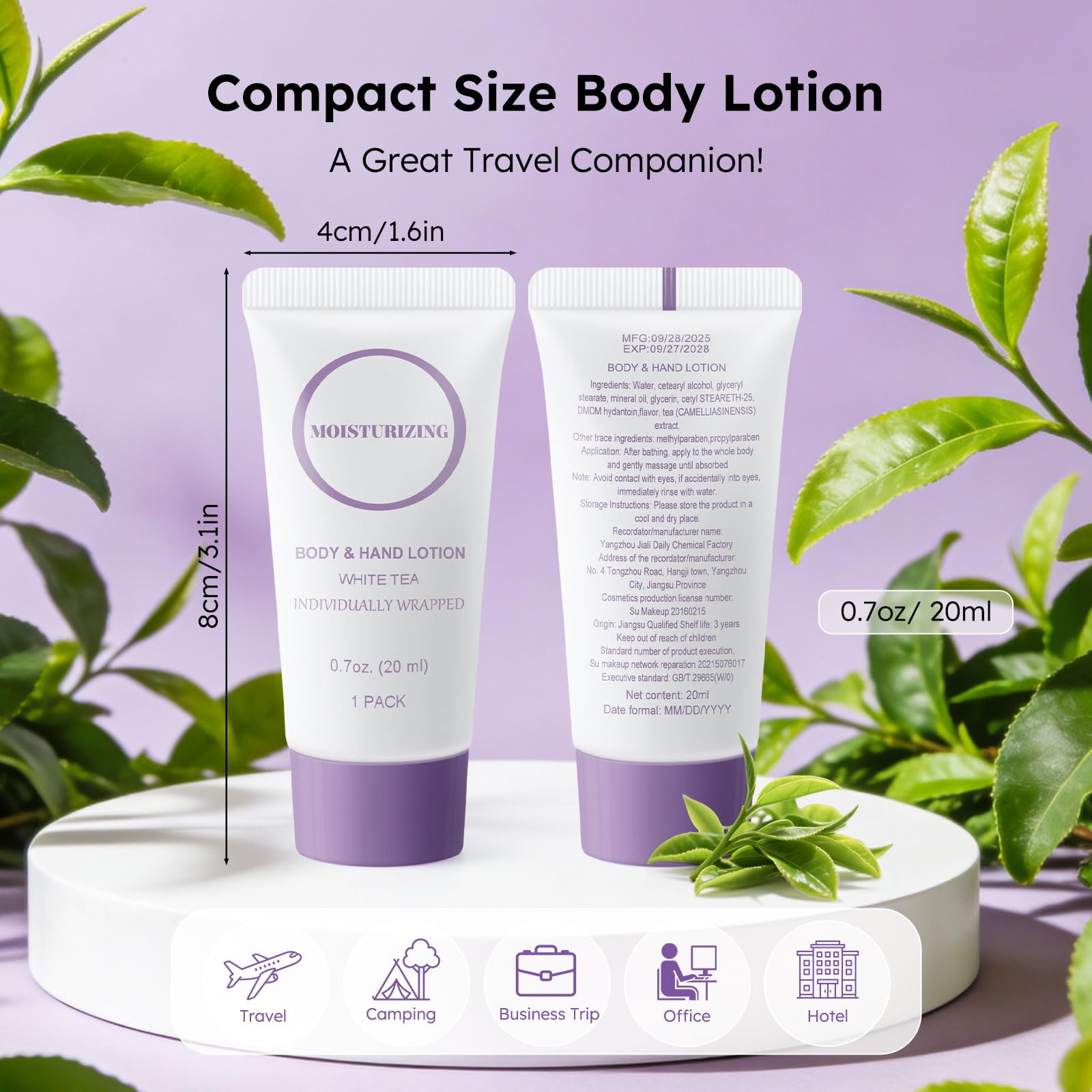 RSQAZQ Travel Size Body Lotion – 200-Pack 0.7 oz Tubes