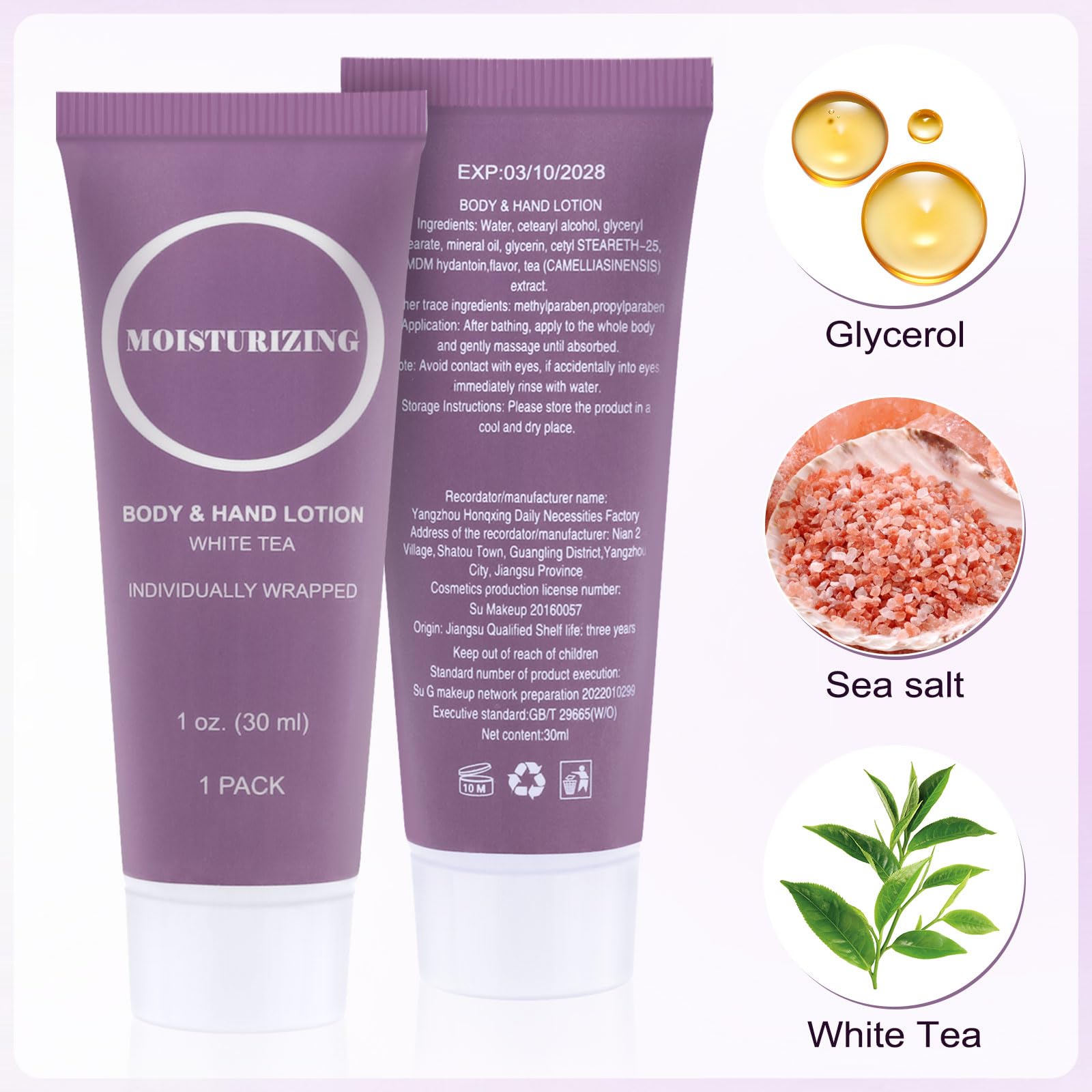 RSQAZQ Travel Size Body Lotion – 100 Pack of 1oz Mini Tubes for Travel, Hotels & On-The-Go Hydration