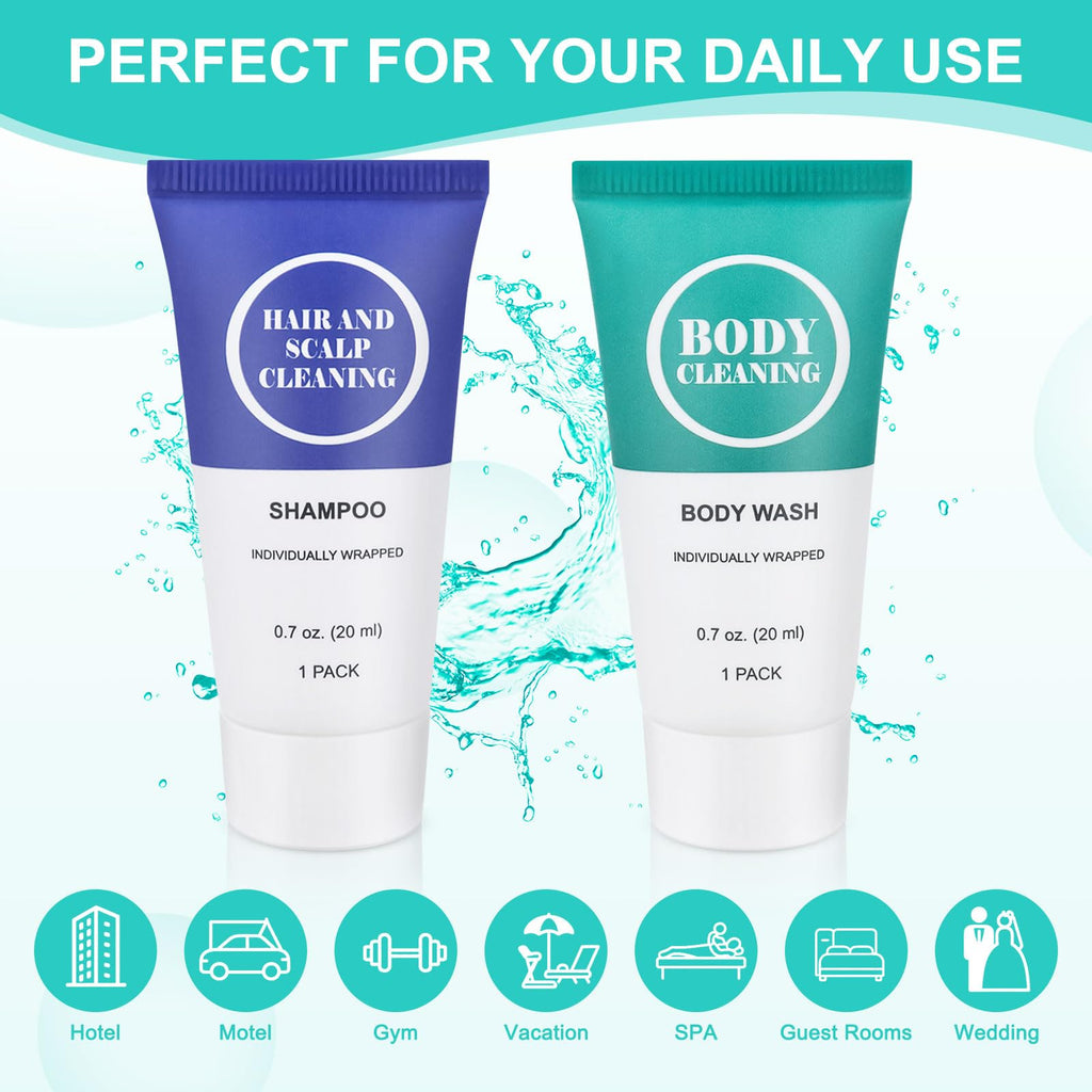 RSQAZQ Travel Size Shampoo & Body Wash Set – 60 Pack Mini Toiletries for Hotels & Travel