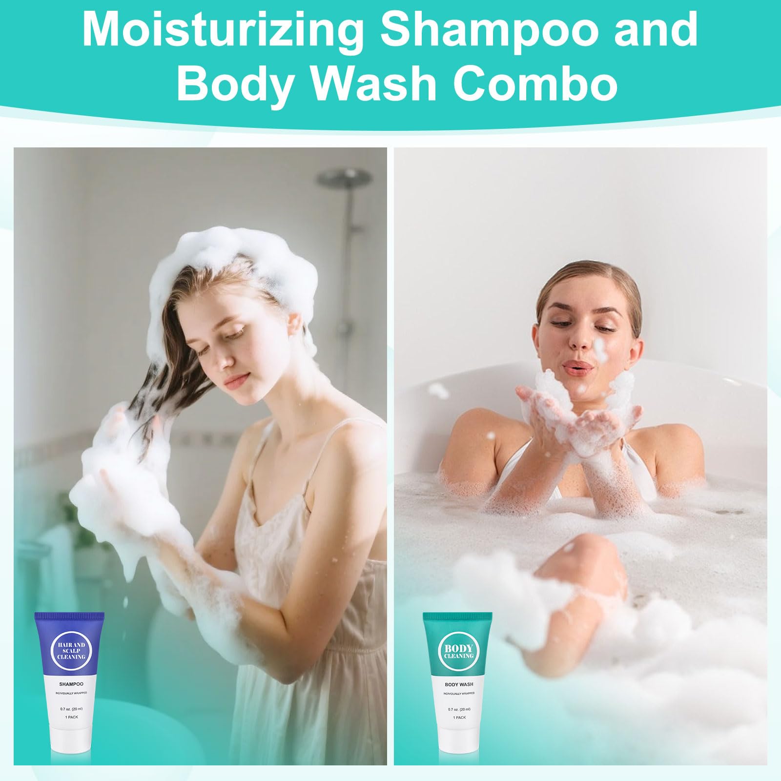 RSQAZQ Travel Size Shampoo & Body Wash Set – 60 Pack Mini Toiletries for Hotels & Travel