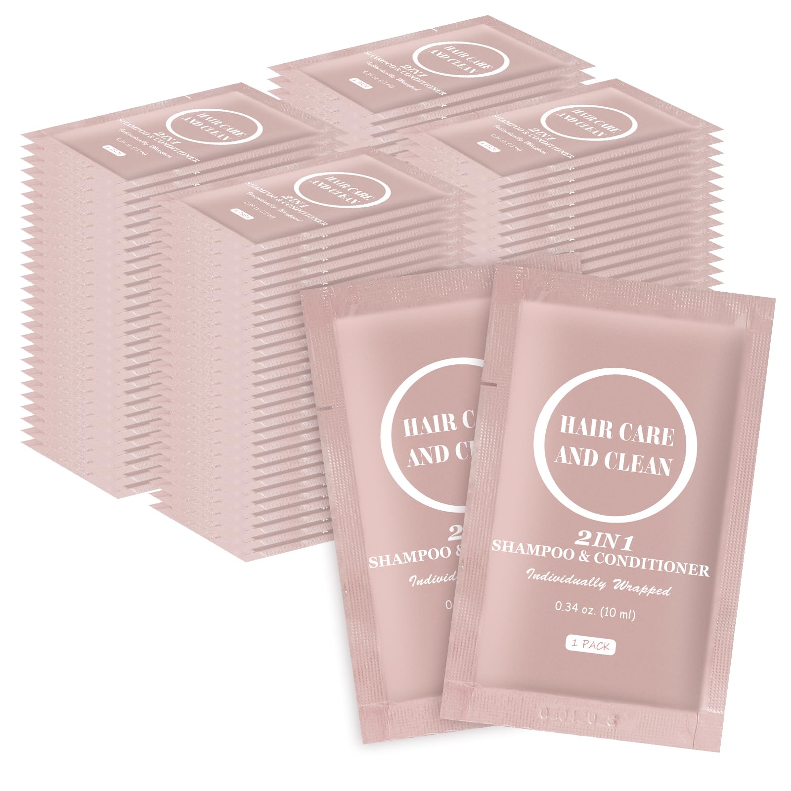 RSQAZQ Travel 2-in-1 Shampoo & Conditioner – 100 Pack, 0.34 oz Each, Bulk Hotel & Travel Toiletries