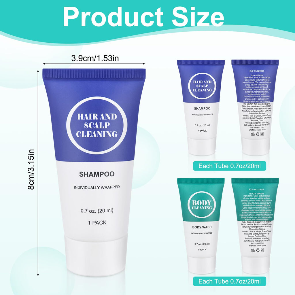 RSQAZQ Travel Size Shampoo & Body Wash Set – 60 Pack Mini Toiletries for Hotels & Travel