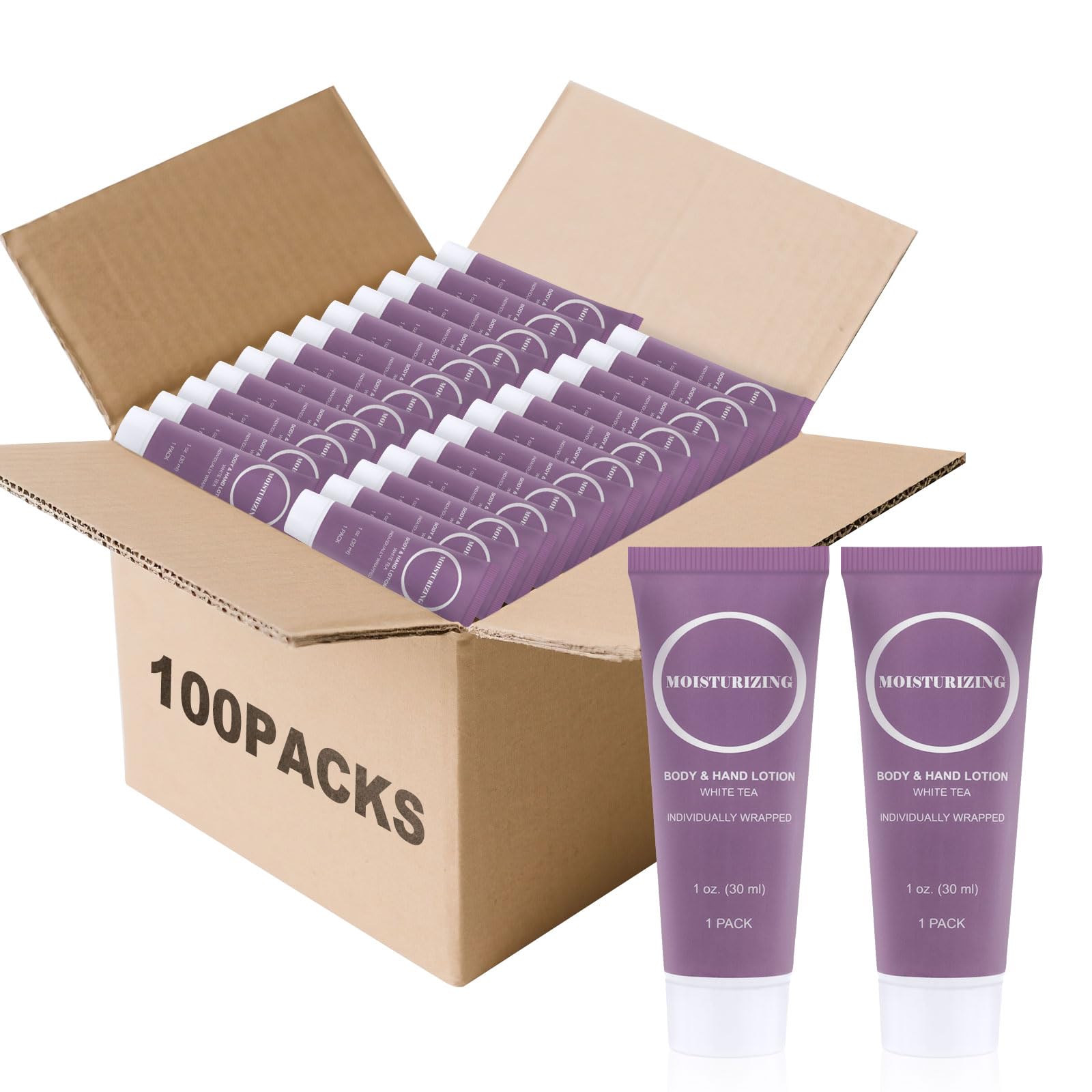 RSQAZQ Travel Size Body Lotion – 100 Pack of 1oz Mini Tubes for Travel, Hotels & On-The-Go Hydration
