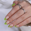 RTKHFZE Press On Nails Almond – French Tip Short with Gold Foil (16 Sizes) | Glue-On