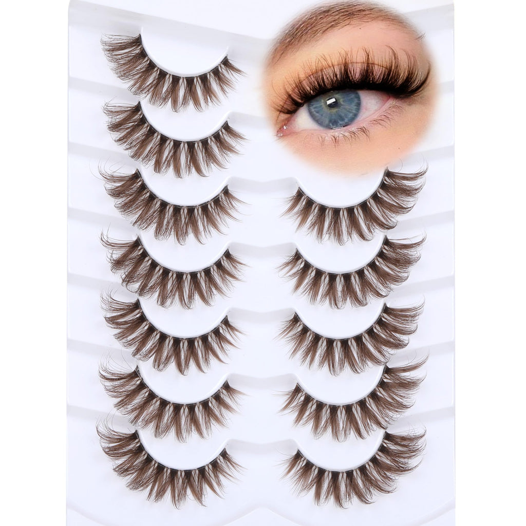 Ruairie Brown Lashes Wispy Cat Eye CD-Curly | 7 Pairs, 11–18mm Full Strip Lashes