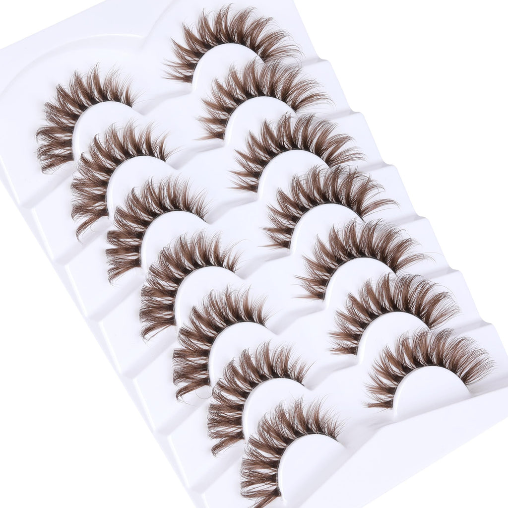 Ruairie Brown Lashes Wispy Cat Eye CD-Curly | 7 Pairs, 11–18mm Full Strip Lashes