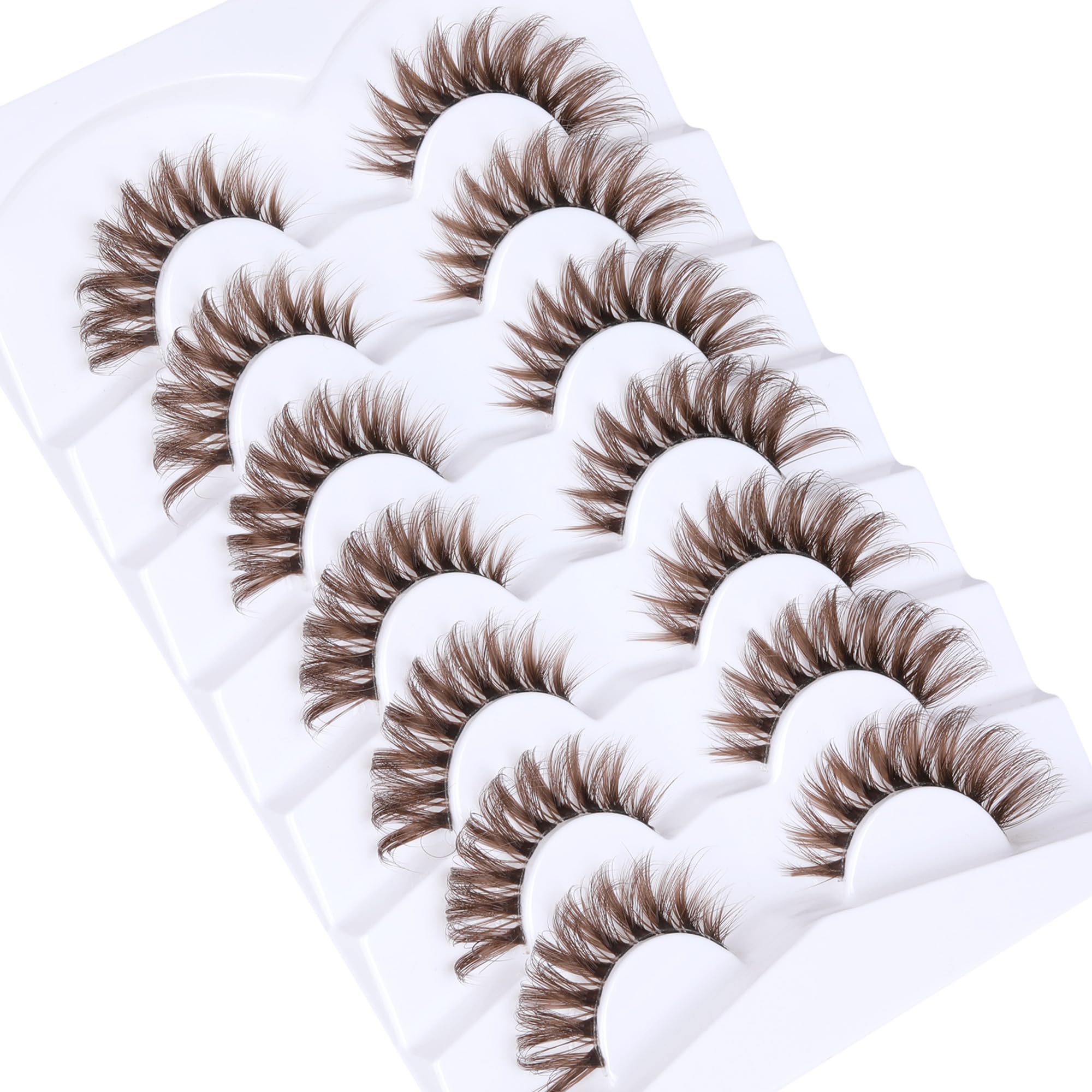 Ruairie Brown Lashes Wispy Cat Eye CD-Curly | 7 Pairs, 11–18mm Full Strip Lashes