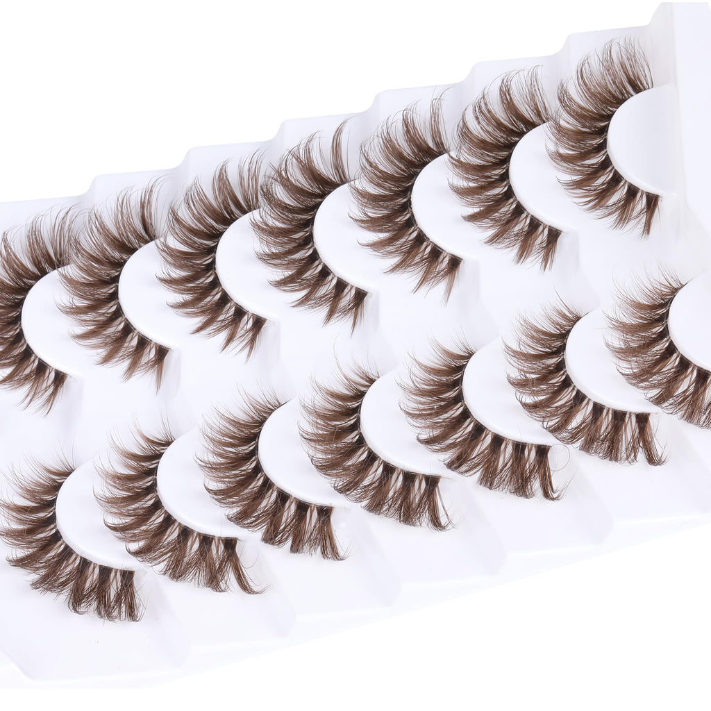 Ruairie Brown Lashes Wispy Cat Eye CD-Curly | 7 Pairs, 11–18mm Full Strip Lashes