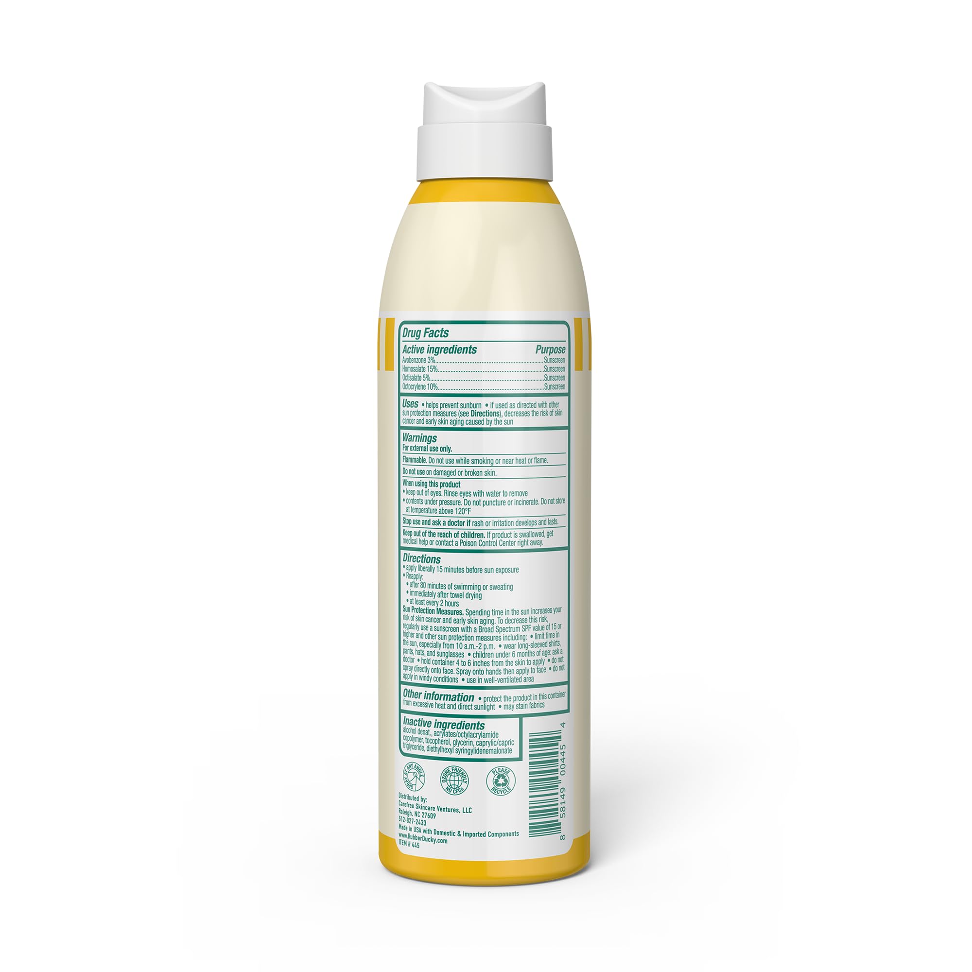 Rubber Ducky Moisturizing Sunscreen Spray SPF 50 – No White Residue, Reef Safe, Beach Scent, 6 Oz