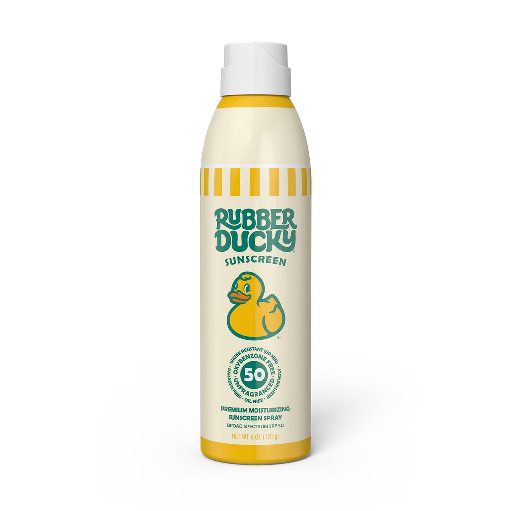 Rubber Ducky Moisturizing Sunscreen Spray SPF 50 – No White Residue, Reef Safe, Beach Scent, 6 Oz