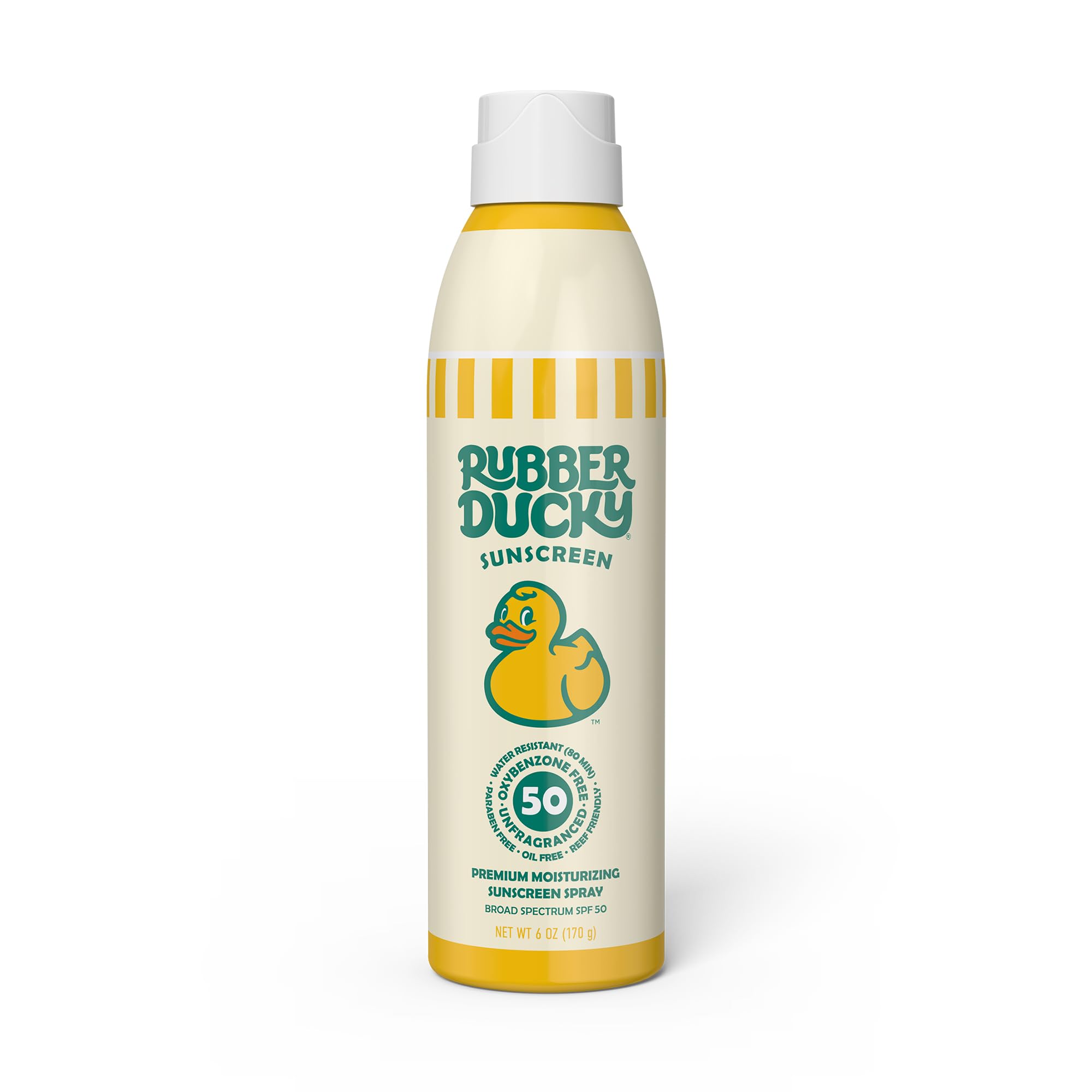 Rubber Ducky Moisturizing Sunscreen Spray SPF 50 – No White Residue, Reef Safe, Beach Scent, 6 Oz