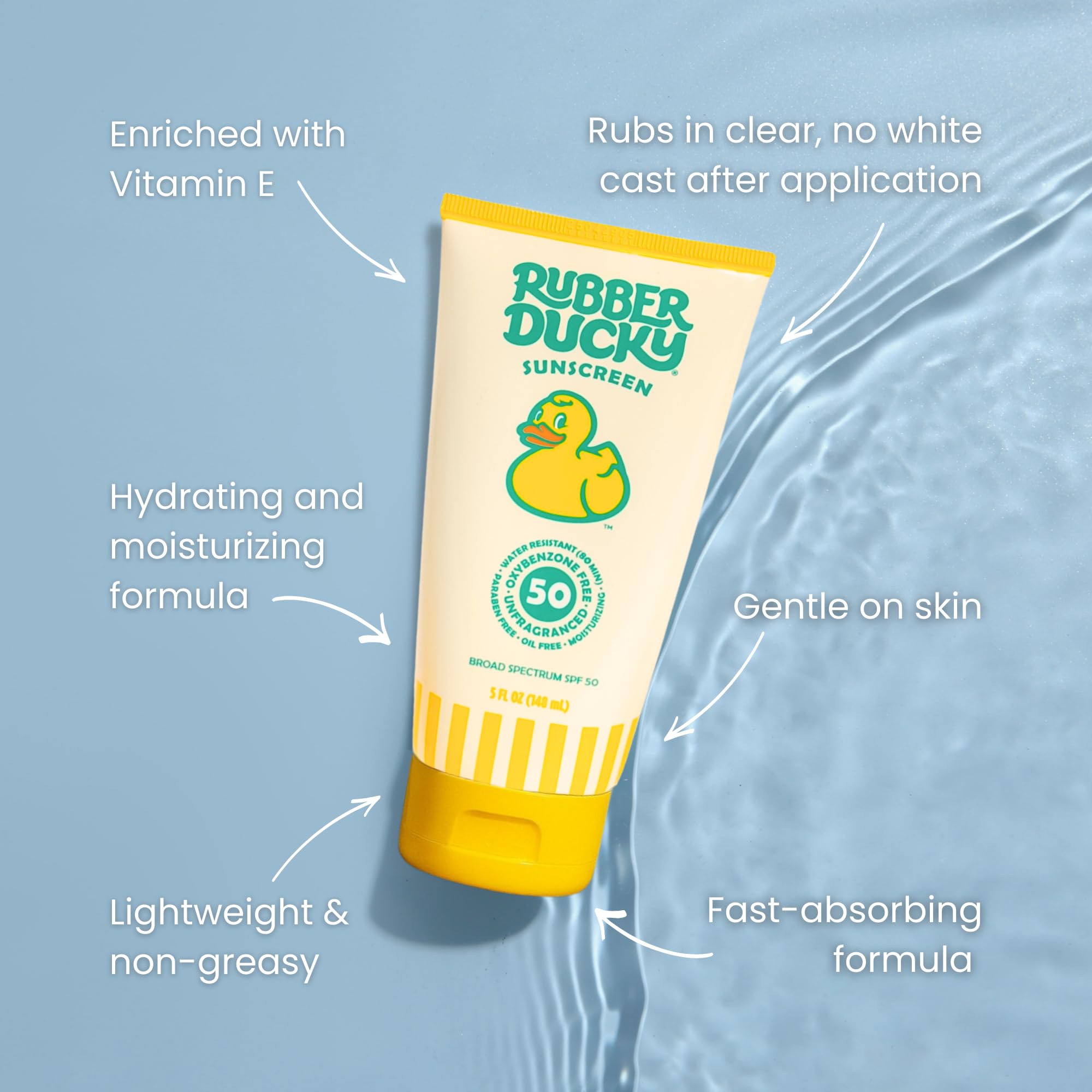 Rubber Ducky Vitamin E Sunscreen SPF 50 | Water-Resistant Face & Body (2pcs., 5oz)