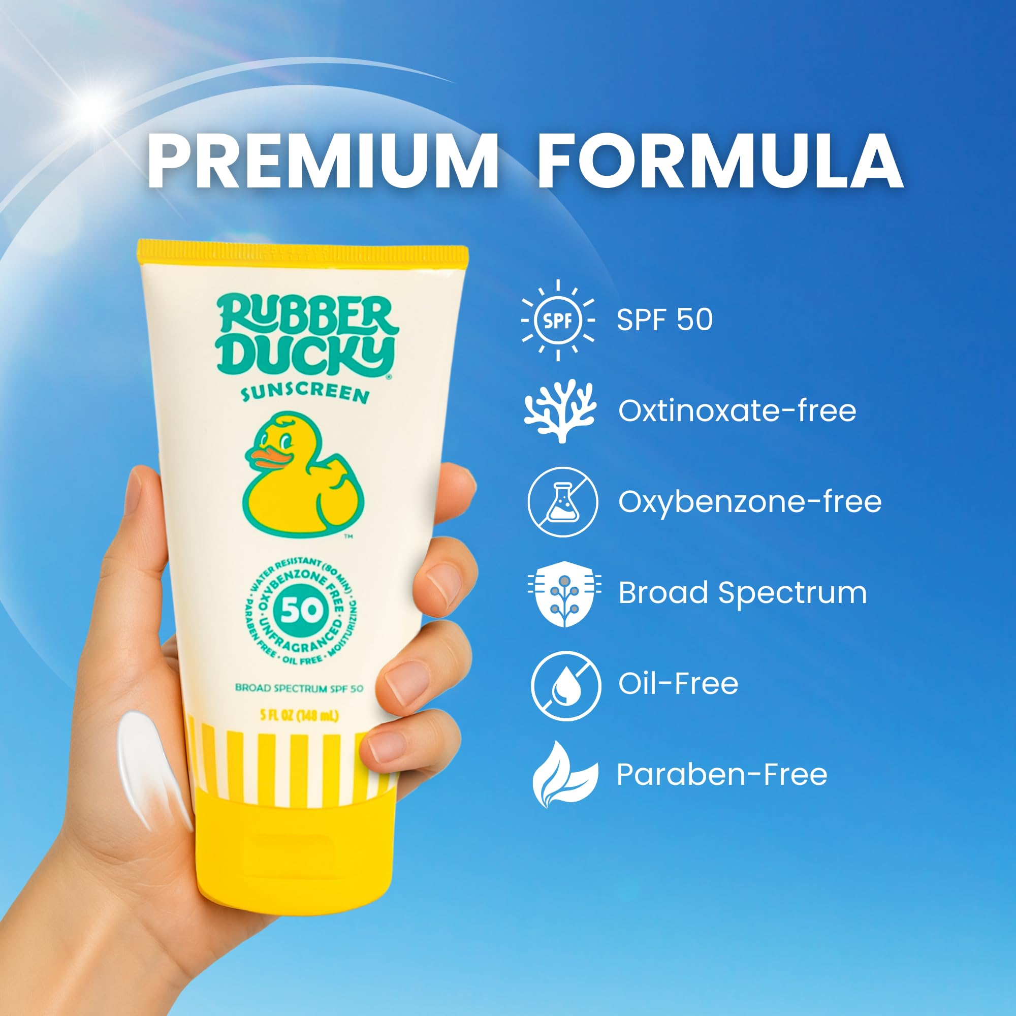 Rubber Ducky Vitamin E Sunscreen SPF 50 | Water-Resistant Face & Body (2pcs., 5oz)