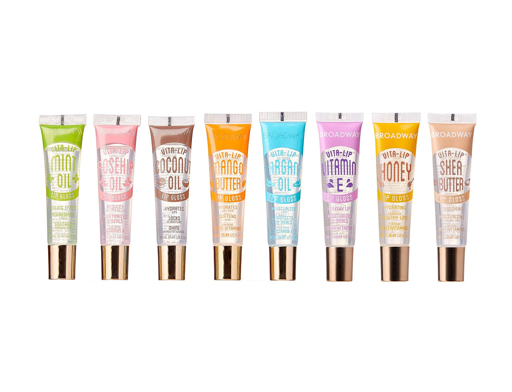 Ruby Kisses Broadway Vita-Lip Clear Lip Gloss (8 Pack) – Ultra Hydrating & High Shine