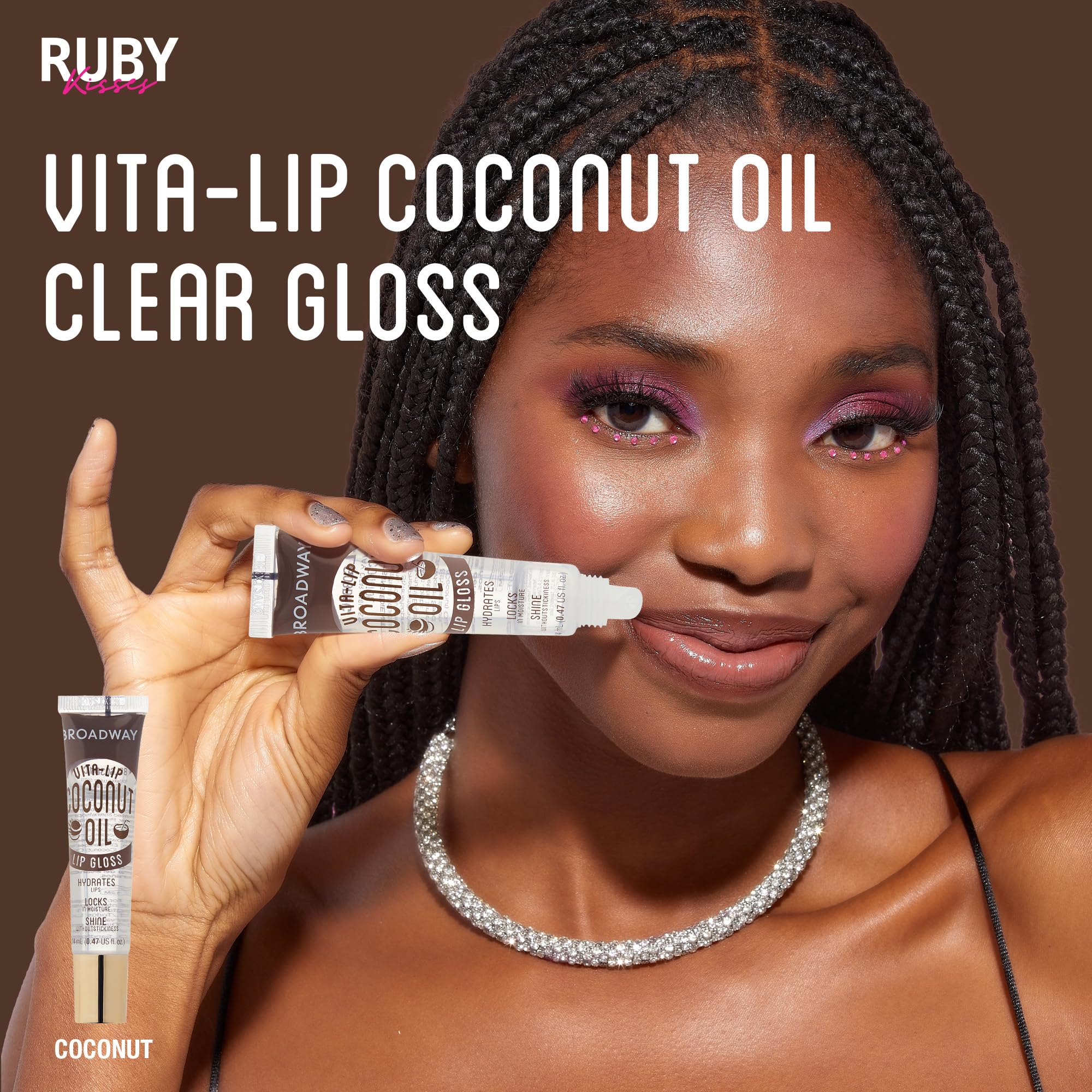 Ruby Kisses Broadway Vita-Lip Clear Lip Gloss – Ultra Hydrating, High Shine, 12-Pack
