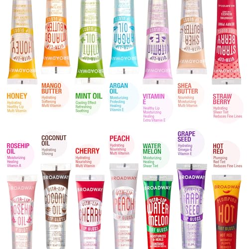 Ruby Kisses Broadway Vita-Lip Clear Lip Gloss (48 Pack) – Ultra Hydrating & High Shine