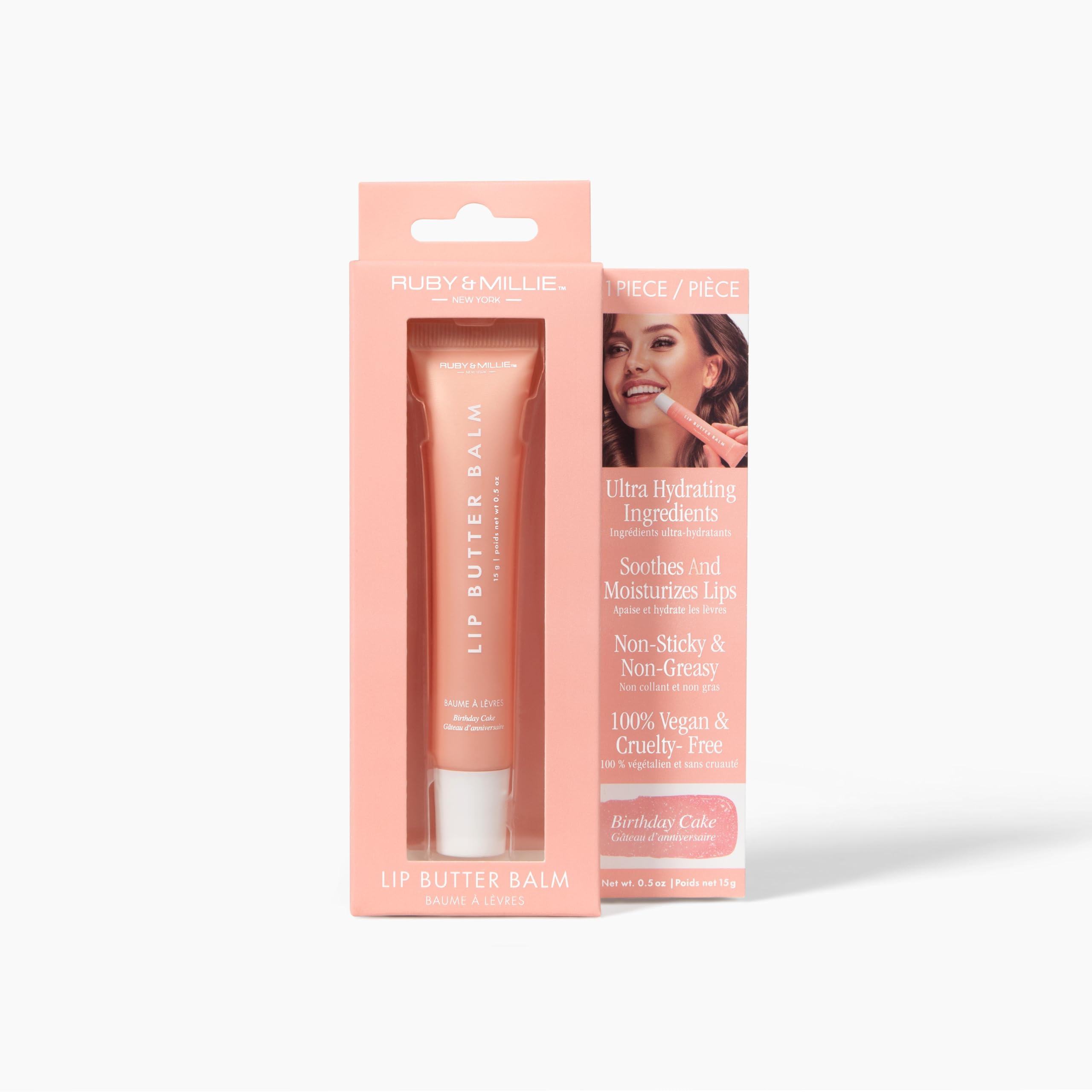 Ruby & Millie Tinted Lip Balm Birthday Cake – Hydrating Vegan Lip Butter 0.5 Oz