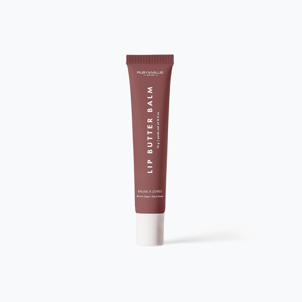 Ruby & Millie Tinted Lip Balm Brown Sugar – Hydrating Glossy Vegan Lip Butter, 0.5 oz