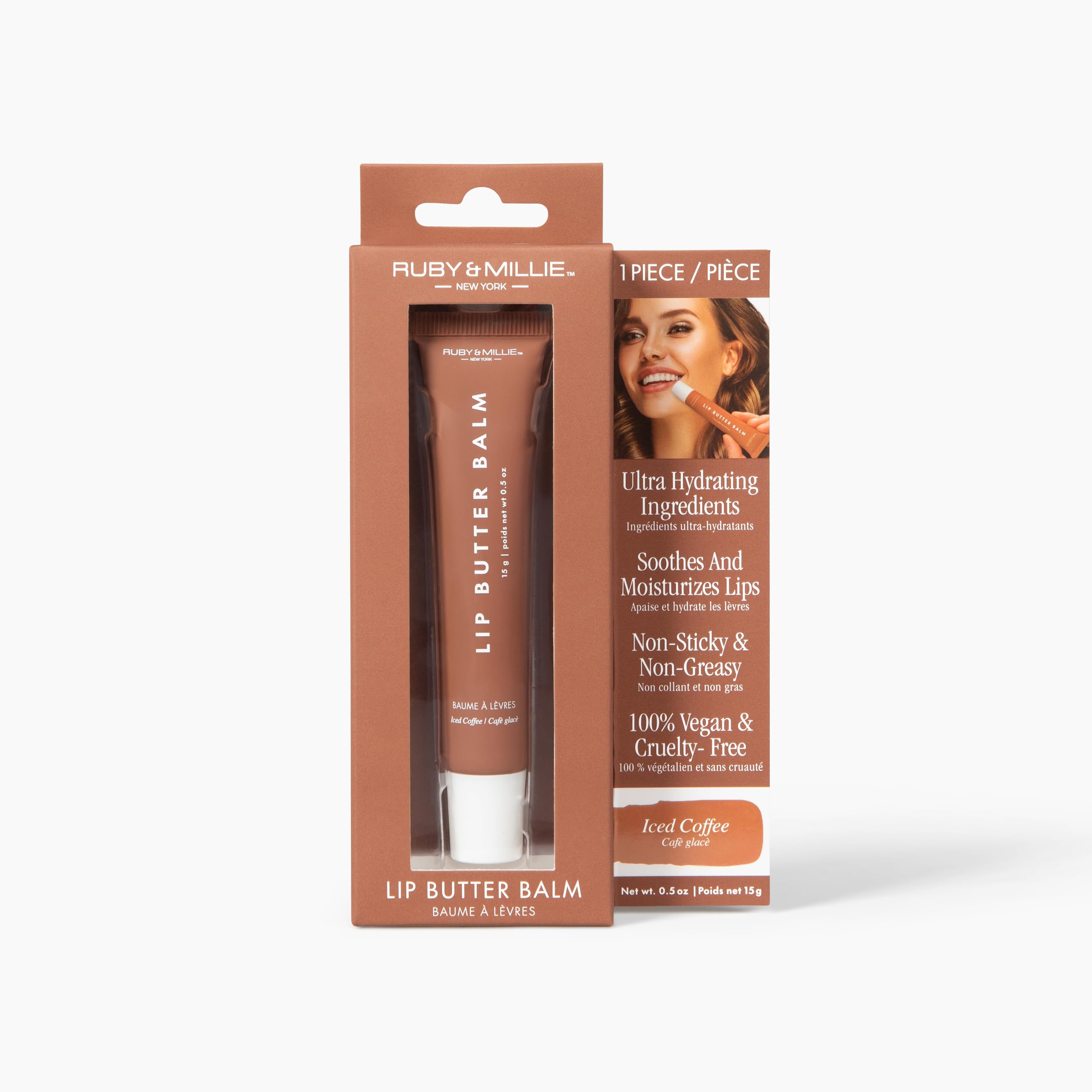 Ruby & Millie Ice Coffee Tinted Lip Balm – Hydrating Vegan Lip Butter 0.5oz