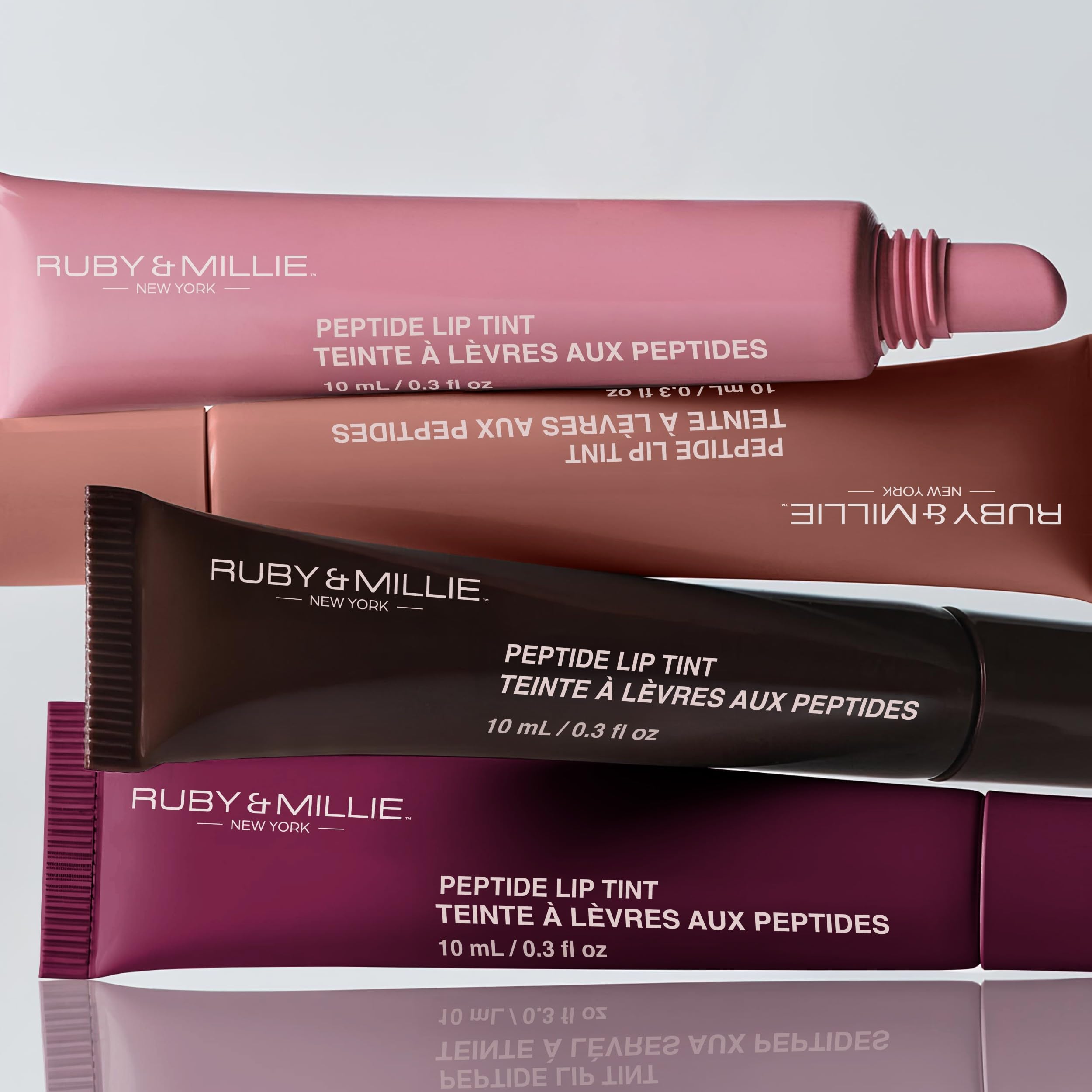 Ruby & Millie Peptide Lip Treatment – Lip Tint & Plumping Gloss Duo (Bow & Coffee) 0.3 Fl oz x2