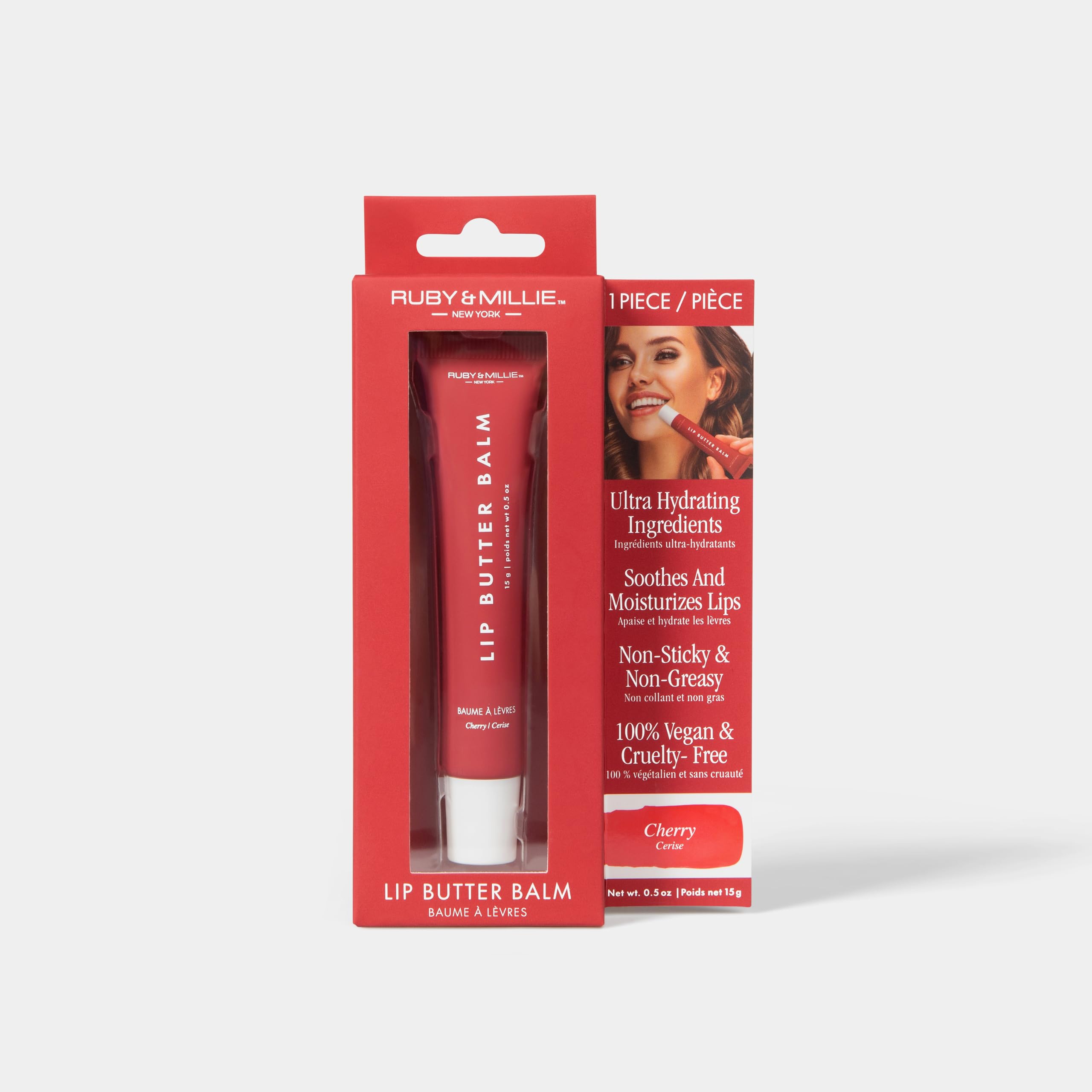 Ruby & Millie Cherry Tinted Lip Balm | Hydrating Glossy Lip Butter (0.5 oz)