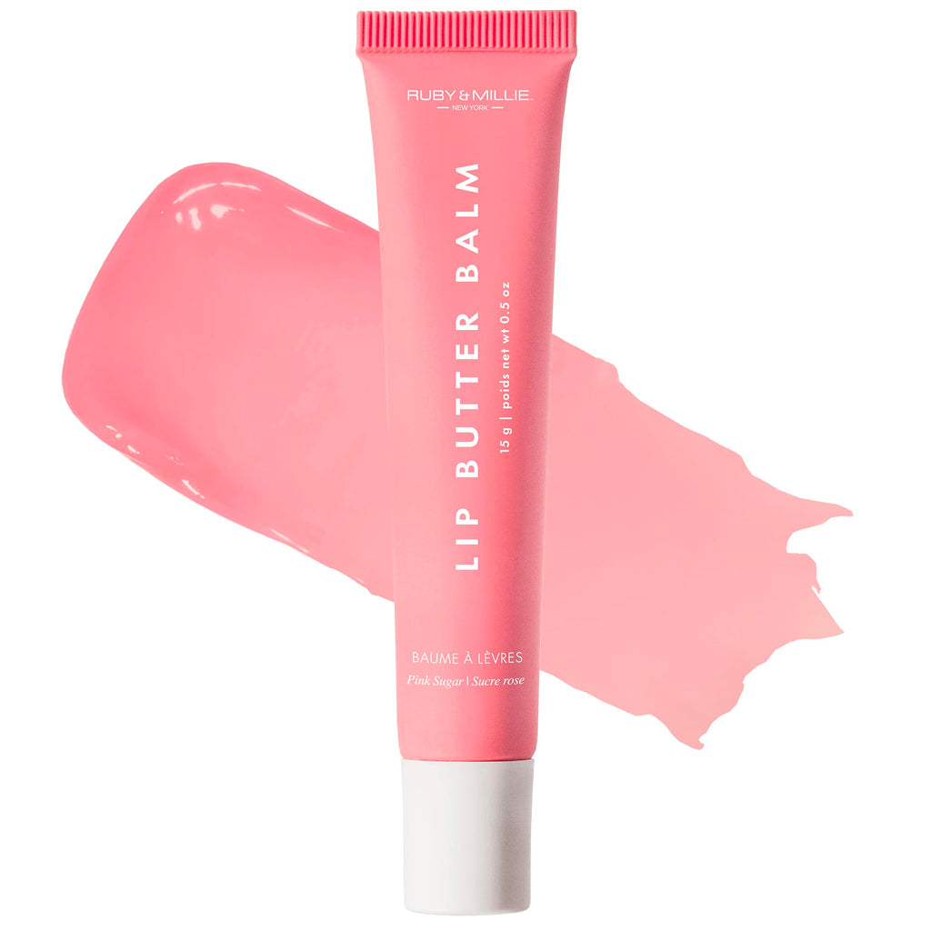 Ruby & Millie Tinted Lip Balm Pink Sugar – Hydrating Lip Butter, 0.5 oz, Vegan