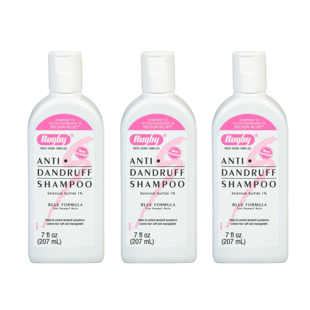 Rugby Selenium Sulfide Anti-Dandruff Shampoo – Blue Formula for Normal Hair (7 oz, 3-Pack)