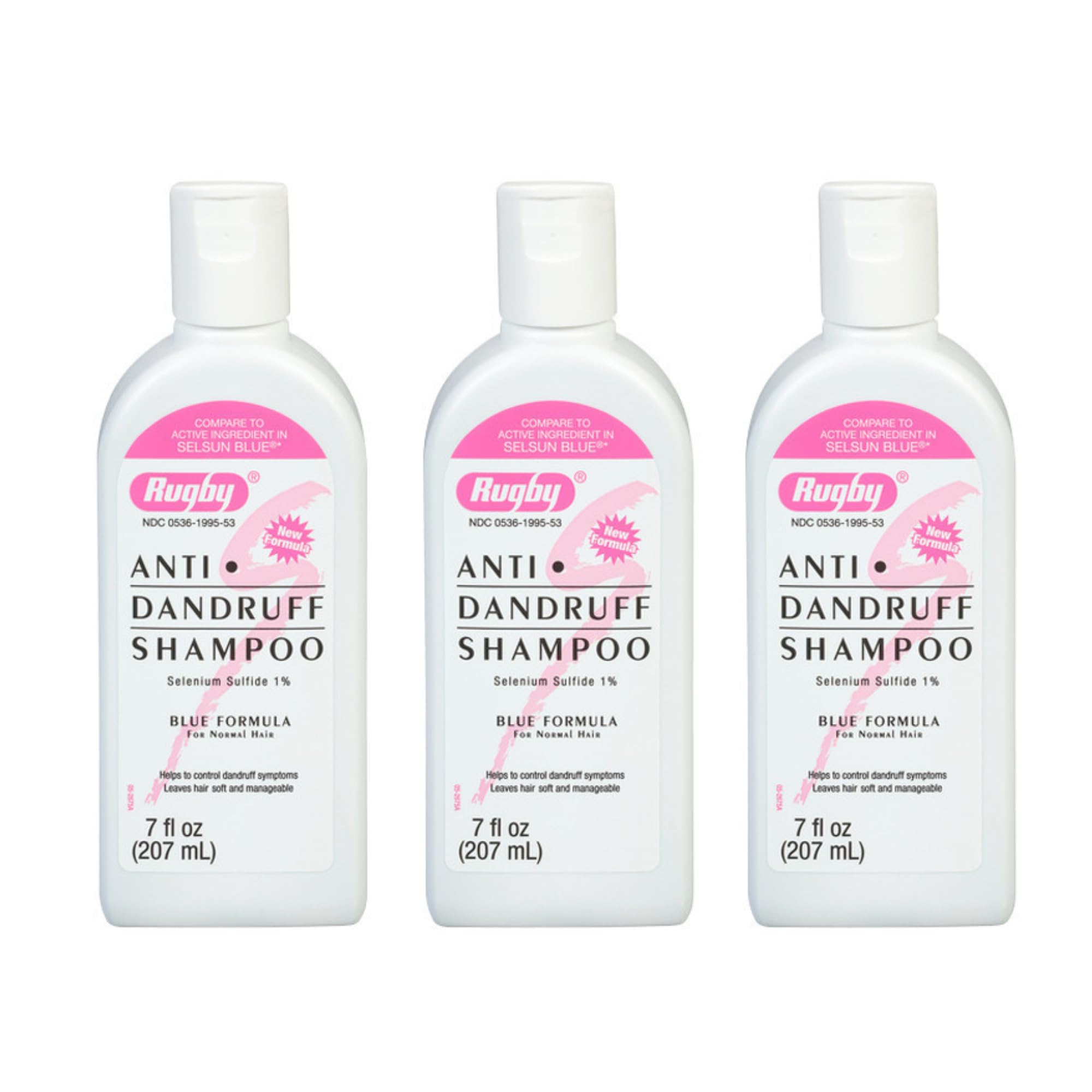 Rugby Selenium Sulfide Anti-Dandruff Shampoo – Blue Formula for Normal Hair (7 oz, 3-Pack)