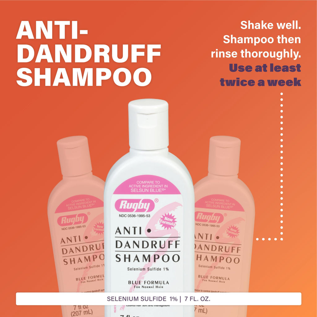 Rugby Selenium Sulfide Anti-Dandruff Shampoo – Blue Formula for Normal Hair (7 oz, 3-Pack)