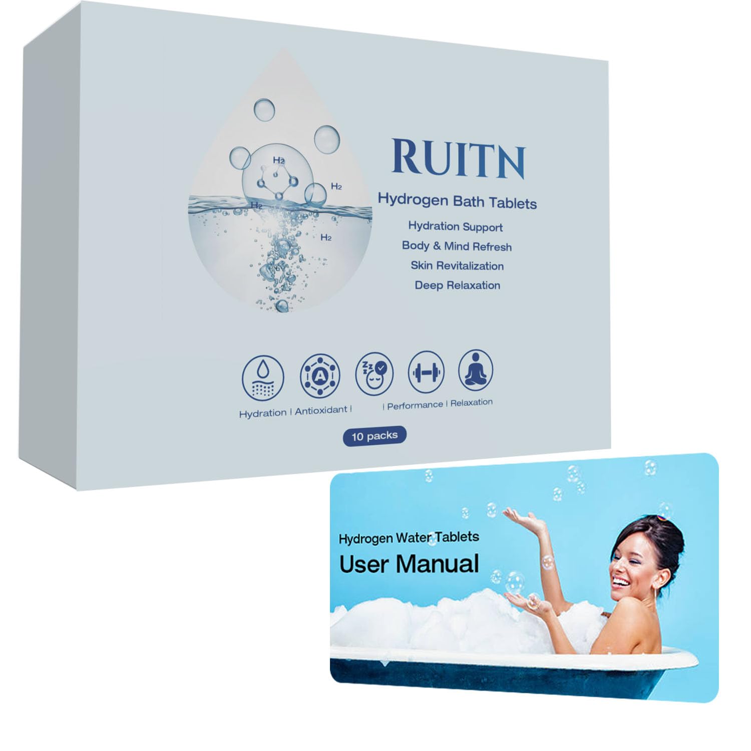 RUITN Hydrogen Bath Tablets – Spa-Quality Hydrogen Water for Bath, Foot & Face | 10 Tablets