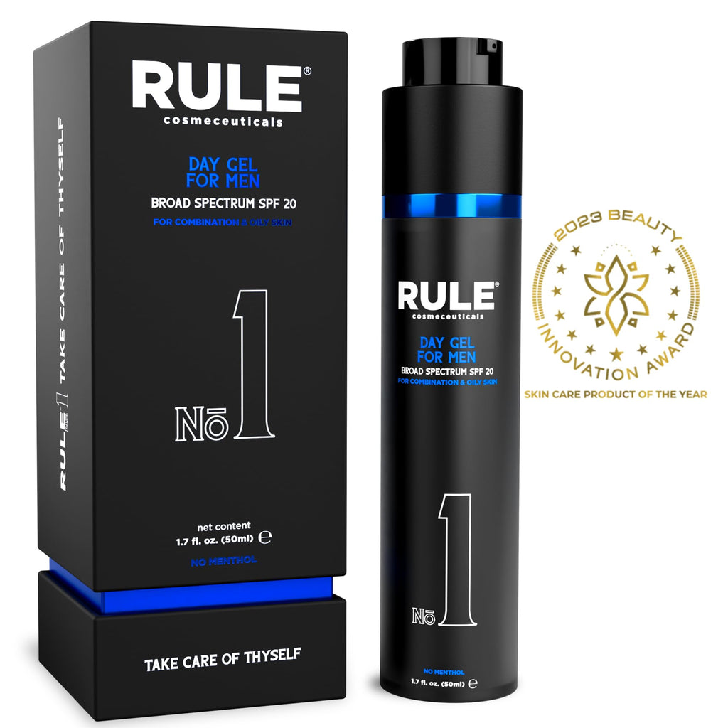RULE COSMECEUTICALS No.1 Day Gel for Men – 10-in-1 Anti-Aging SPF 20 Moisturizer