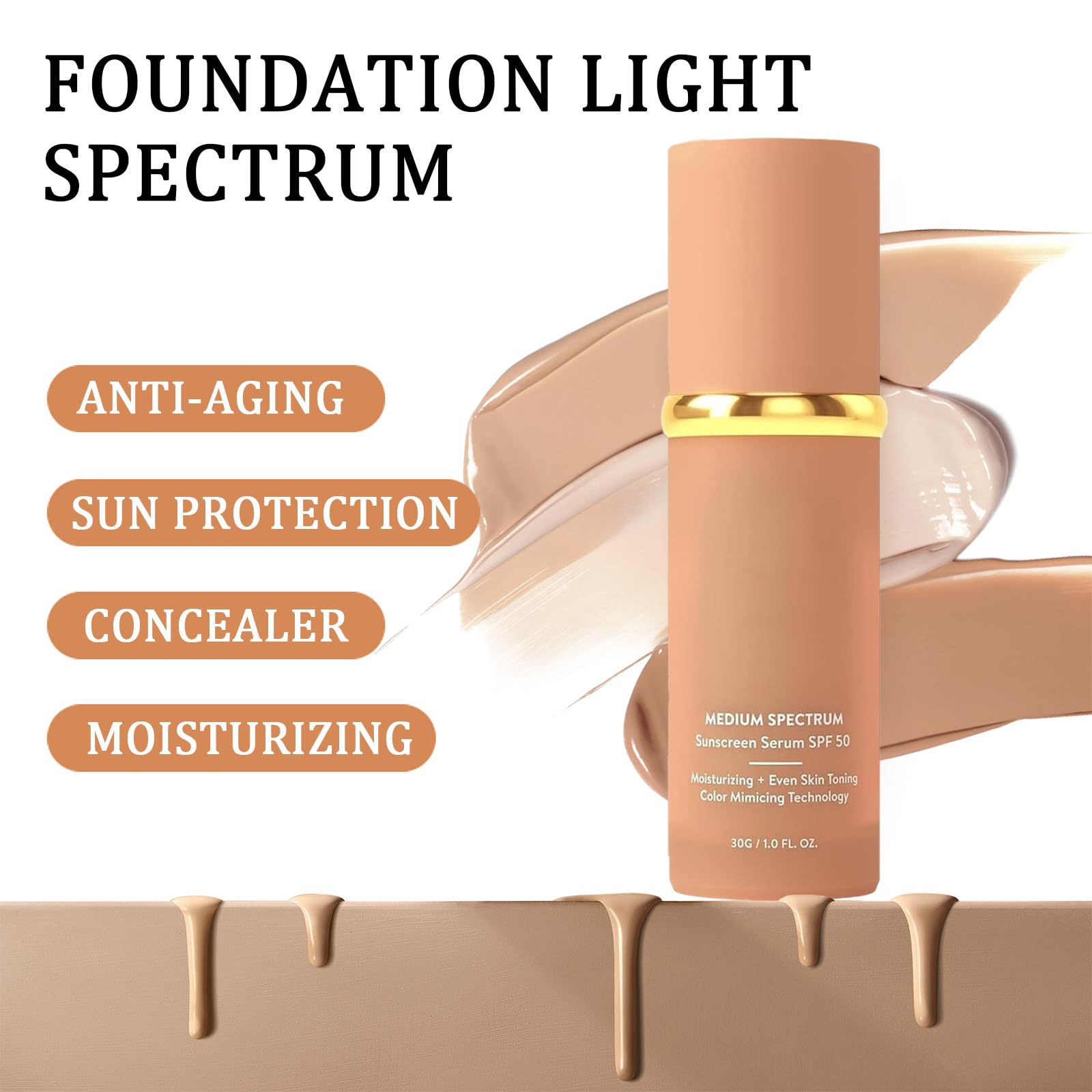 Rulinal Foundation 4 in 1 – Medium Spectrum SPF 50+ Hydrating Color-Changing Foundation