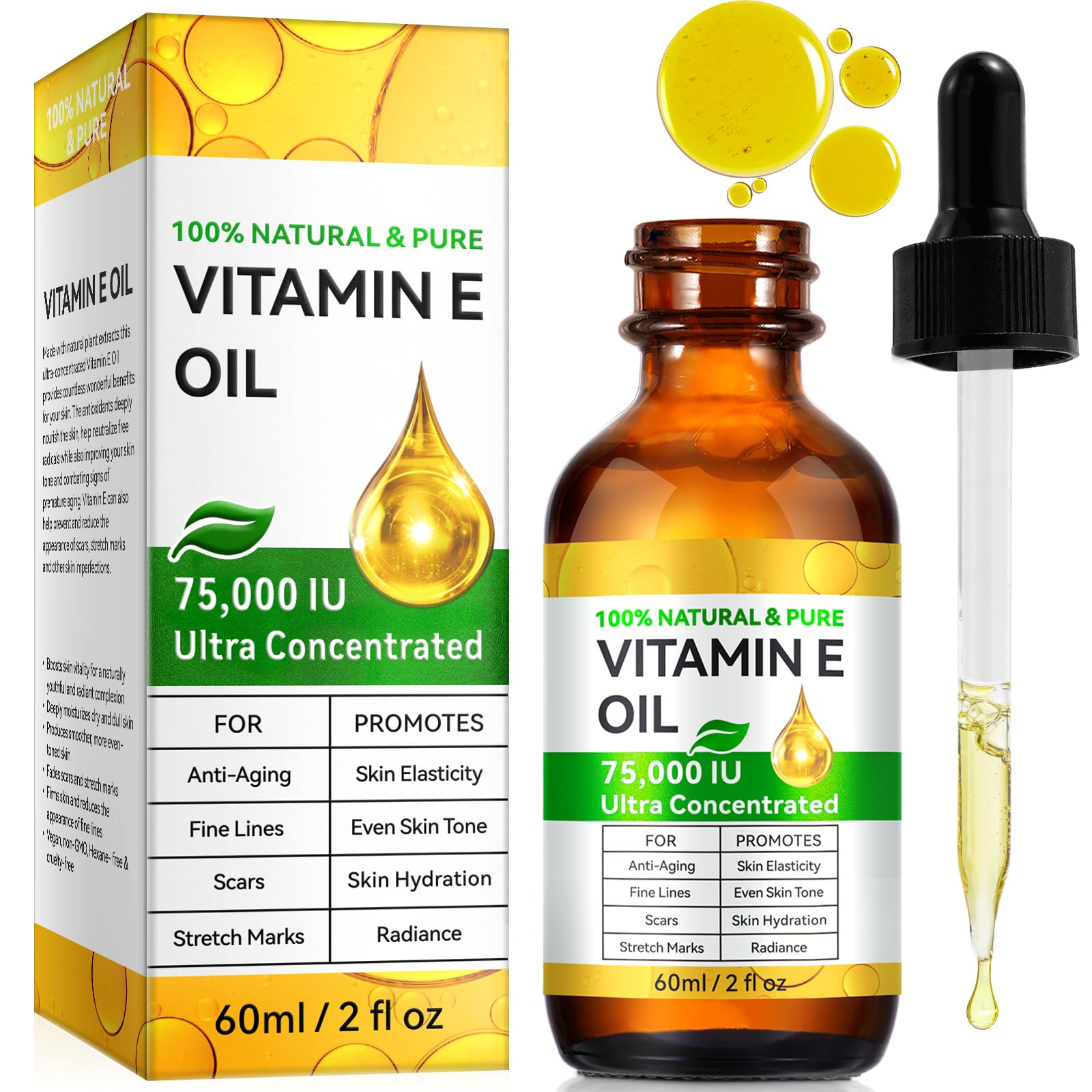 Rulviou Essential Vitamin E Oil for Skin – 75,000 IU Pure Vitamin E, 2 oz