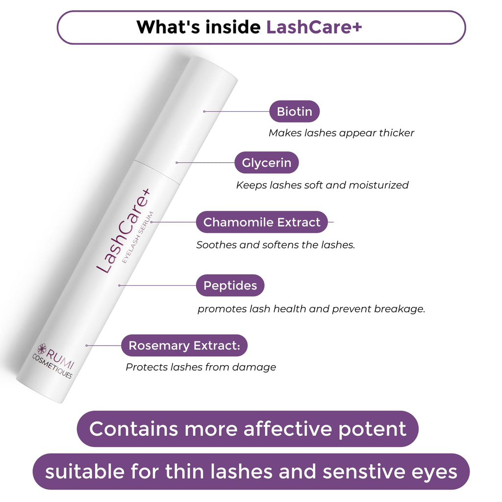 Rumi Cosmetiques LashCare+ Eyelash Enhancing Serum — Longer, Fuller Lashes in 12 Weeks (Sensitive Eyes)