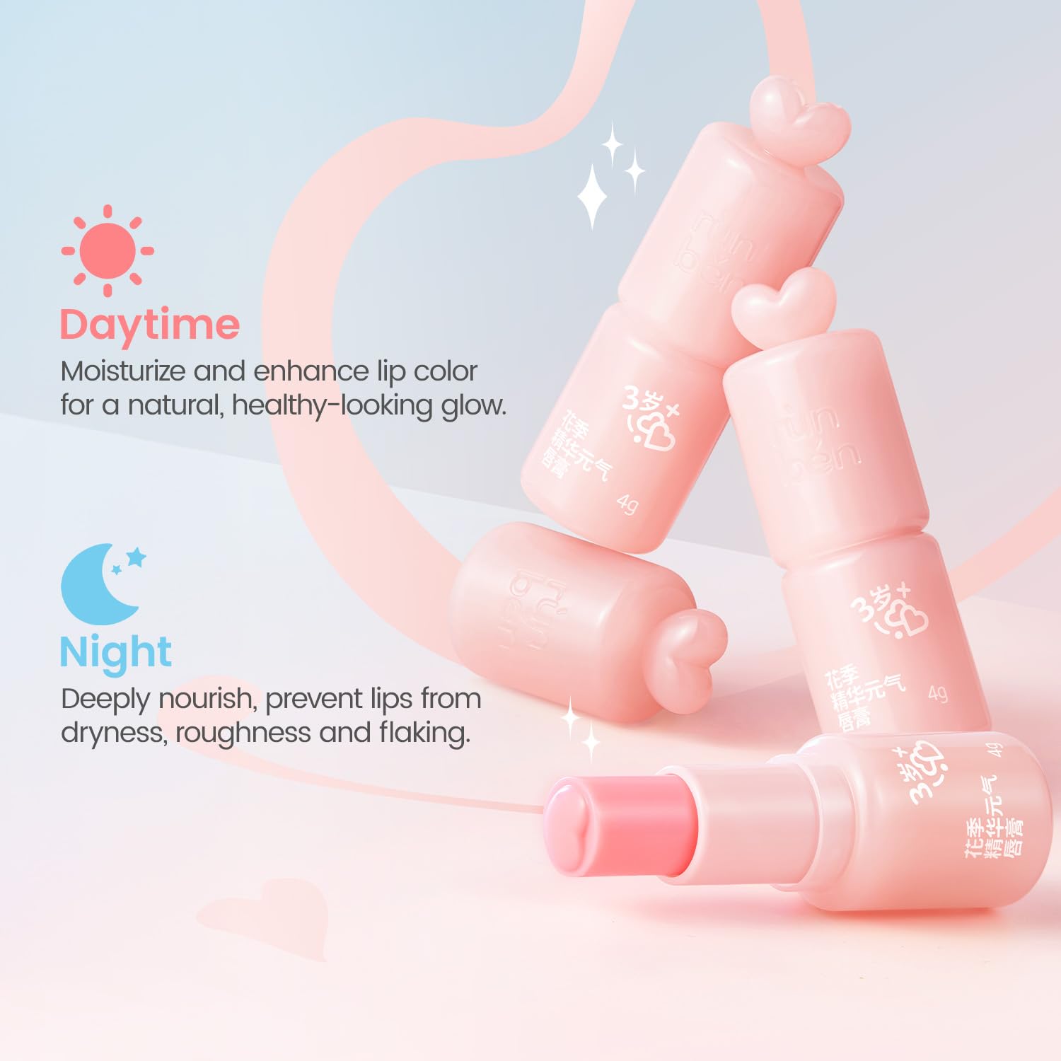 RUNBEN Color Changing Lip Balm for Kids — 24H Hydration, Non-Toxic Tint