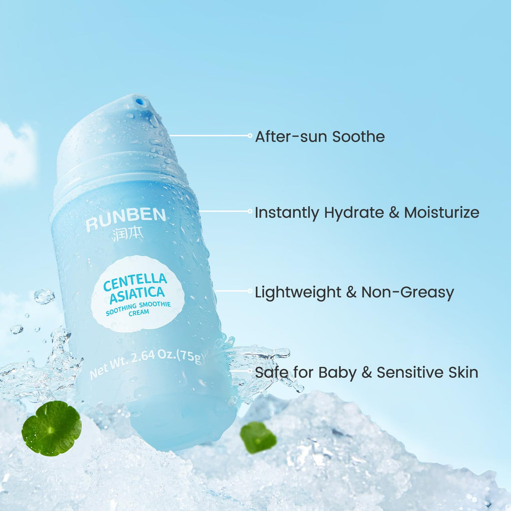 RUNBEN After Sun Gel with 70% Centella – Cooling & Gentle Relief (2.64 oz)