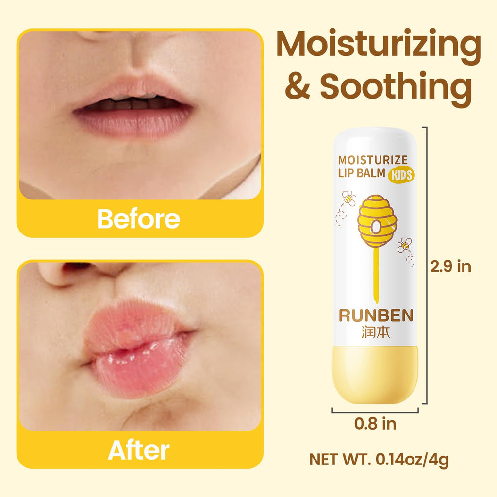 RUNBEN Kids Lip Balm - Moisturizing Baby Lip Care for Toddlers (0.14 oz)